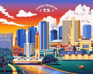 Fort Worth Texas Poster Diamond Painting