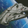 Millennium Falcon And Earth Diamond Painting