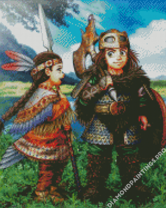 Native American Children Cartoon Diamond Painting