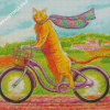 Orange Cat On Bicycle Diamond Painting