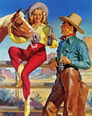 Pin Up Girl And Cowboy Diamond Painting