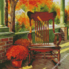 Rocking Chair With Red Mums Diamond Painting