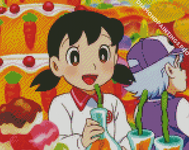 Shizuka Drinking Juice Diamond Painting