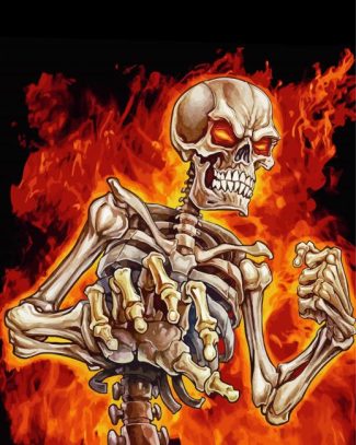 Skeleton On Fire Diamond Painting