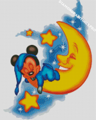 Sleepy Baby Mickey Mouse Diamond Painting