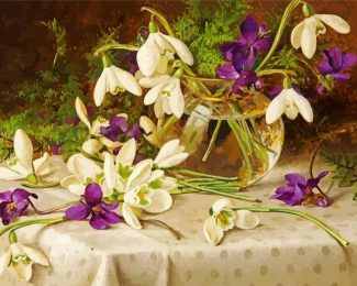 Snowdrops And Violets Diamond Painting