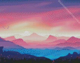 Sunset Mountains Diamond Painting