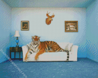 Tiger On Sofa Diamond Painting