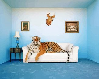 Tiger On Sofa Diamond Painting