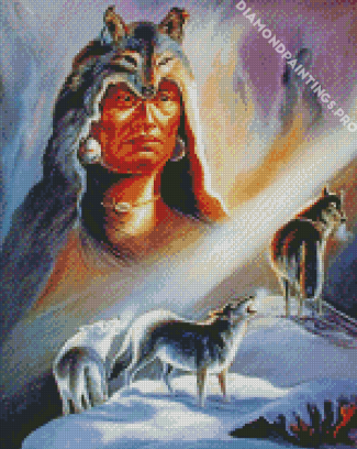 Wolves And Native Indian Diamond Painting