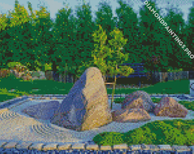 Zen Garden Green Trees Diamond Painting