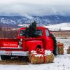Classic Red Pick Up In Snow Diamond Painting