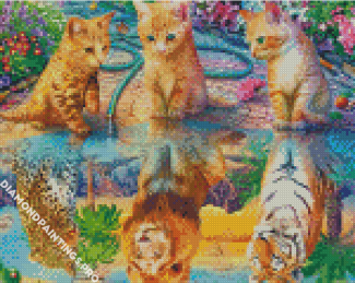 Cats Water Reflection Diamond Painting