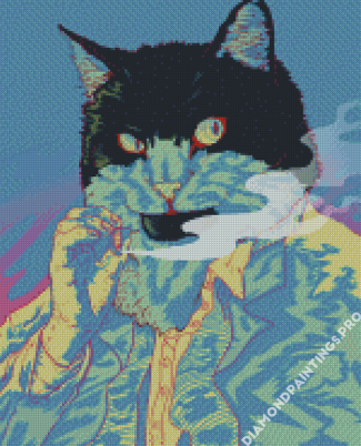 Smoking Cat Art Diamond Painting