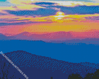 Sunset Over Blue Ridge Mountains Diamond Painting