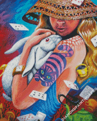 White Rabbit And Girl Diamond Painting