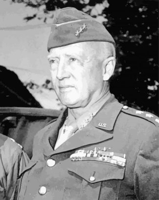 Black And White General George Patton Diamond Painting