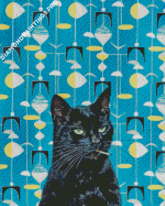 Black Smoking Cat Diamond Painting