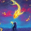 Cartoon Cat With Goldfish Diamond Painting