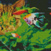 Cat With Tropical Fish Diamond Painting