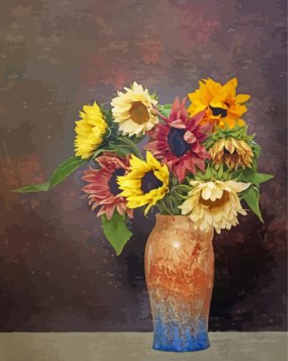 Colorful Sunflowers In A Vase Diamond Painting
