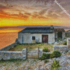 Cottage By The Sea Sunset Diamond Painting