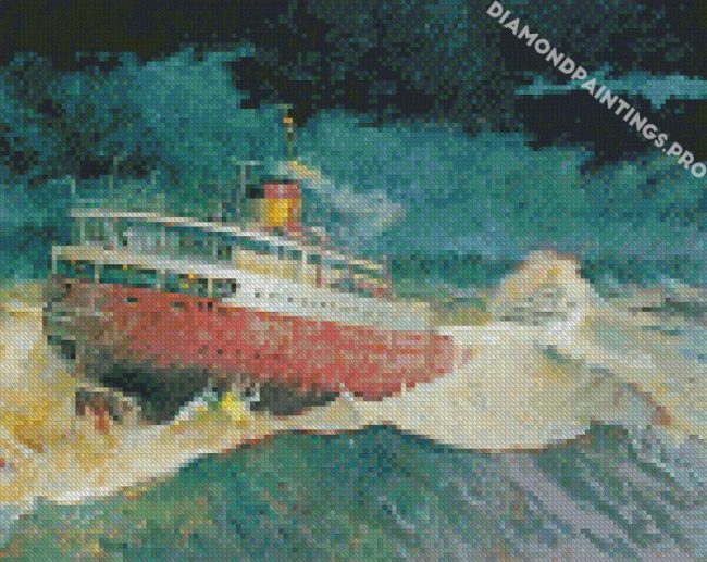 Edmund Fitzgerald In The Storm Diamond Painting