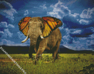 Elephant And Butterfly Diamond Painting