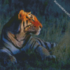 Tiger Sitting In The Night Diamond Painting