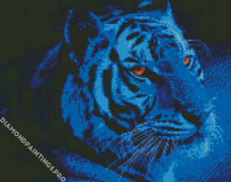 Tiger With Glowing Eyes In The Night Diamond Painting