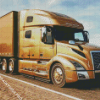 Golden Semi Truck Diamond Painting