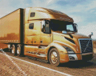 Golden Semi Truck Diamond Painting