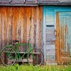 Green Bicycle By Door Diamond Painting