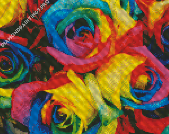 Rainbow Colorful Roses Diamond Painting