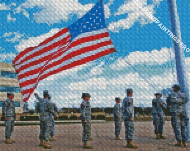 Military And American Flag Diamond Painting