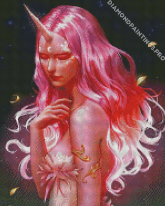 Pink Unicorn Girl Diamond Painting