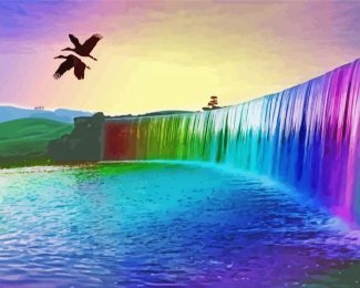 Rainbow Waterfalls Landscape Diamond Painting