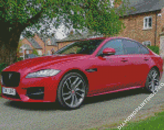 Red Jaguar Xf Car Diamond Painting