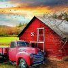 Red Truck And Barn Diamond Painting