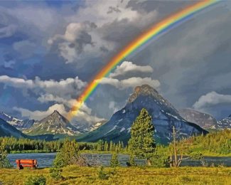 Snowy Mountains Rainbow Diamond Painting