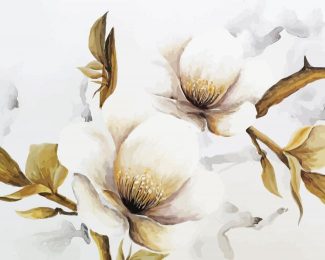 White Contemporary Flowers Diamond Painting