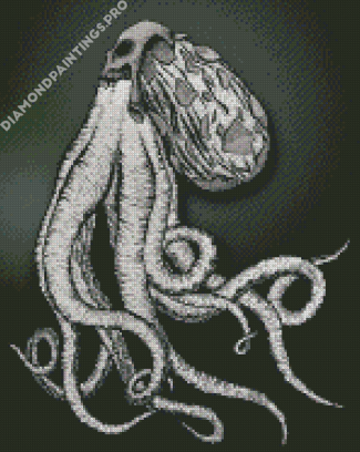 White Octopus Skull Diamond Painting