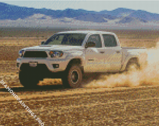 White Truck In Desert Diamond Painting