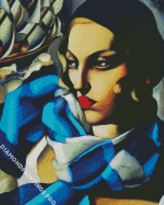 Woman With Blue Scarf Diamond Painting