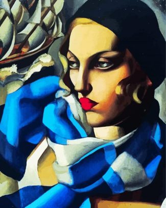 Woman With Blue Scarf Diamond Painting