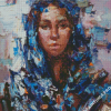 Woman With Blue Scarf Art Diamond Painting