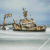 Wrack Boat In Ocean Diamond Painting