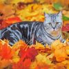 Aesthetic Cat And Leaves Diamond Painting
