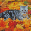 Aesthetic Cat And Leaves Diamond Painting