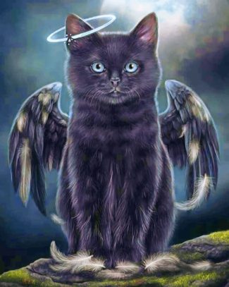 Black Angel Cat Diamond Painting